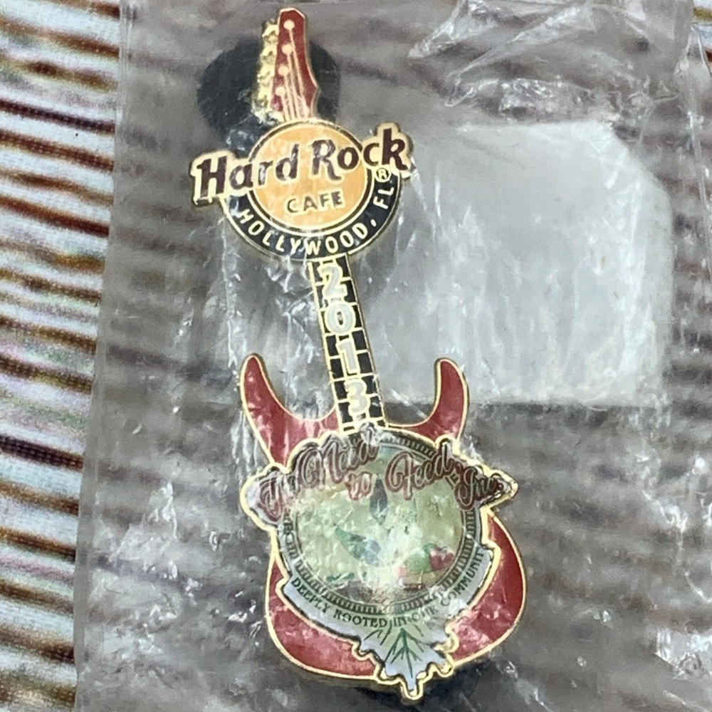 Hard Rock Cafe Hollywood Florida 2013 We Need to Feed Guitar Pin